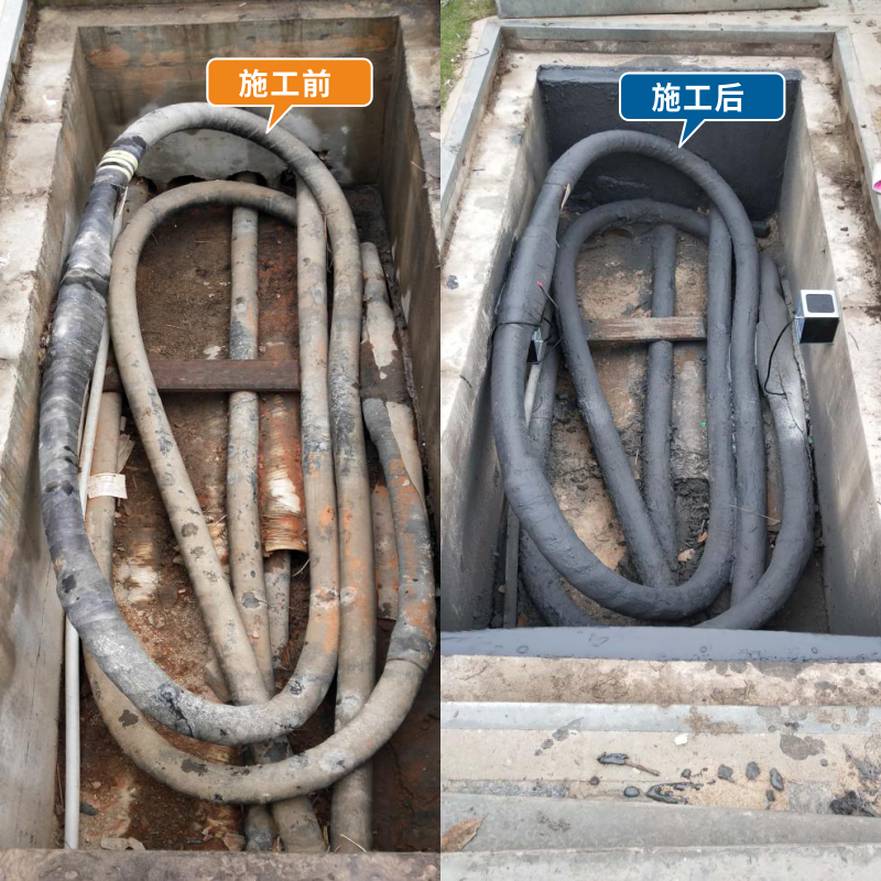 涂刷電纜防火涂料前后對比圖